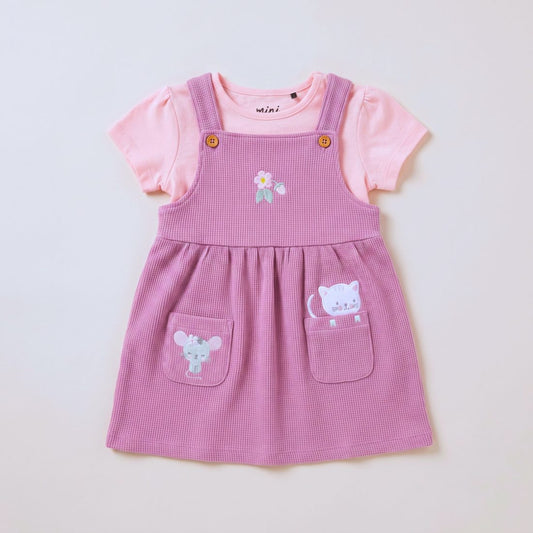 MiniKlub - Girls - Dresses & Frocks (Color: Pink | 2 Pcs Set)