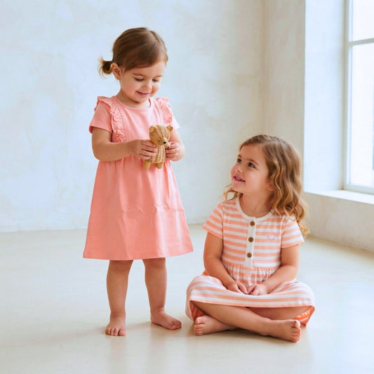 MiniKlub - Girls - Dresses & Frocks (Color: Orange | 2 Pcs Set)