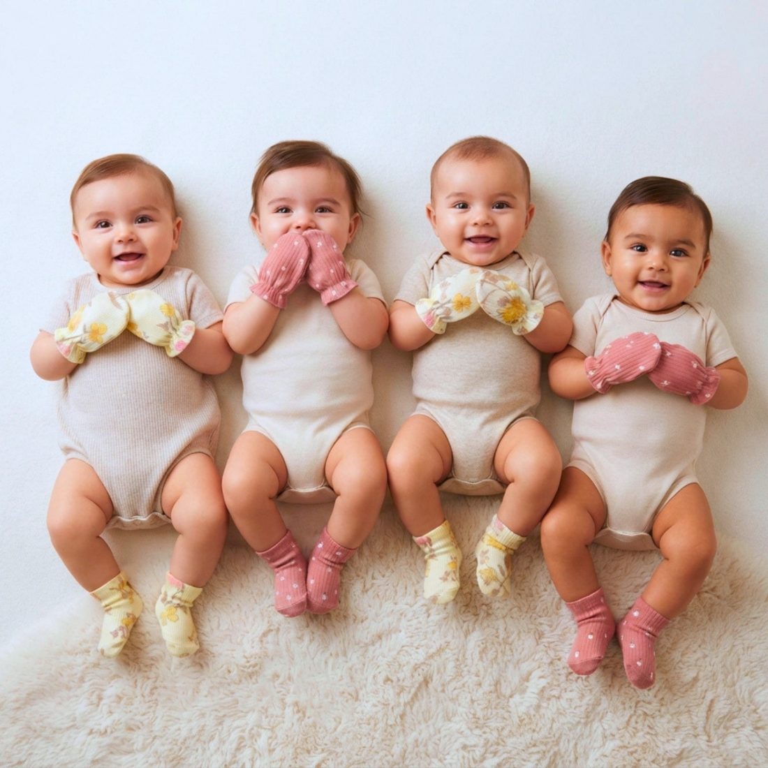 MiniKlub - Newborn & Baby - Baby Footwear & Booties (Color: Pink | 4 Pcs Set)