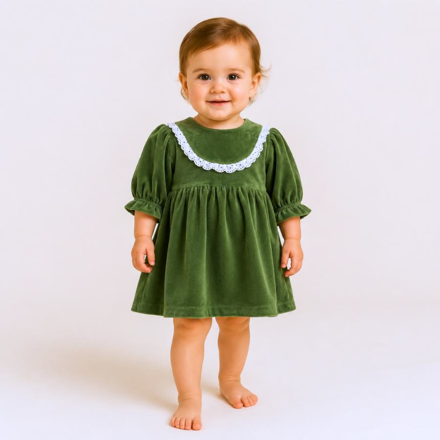 MiniKlub - Girls - Dresses & Frocks (Color: Green | 2 Pcs Set)