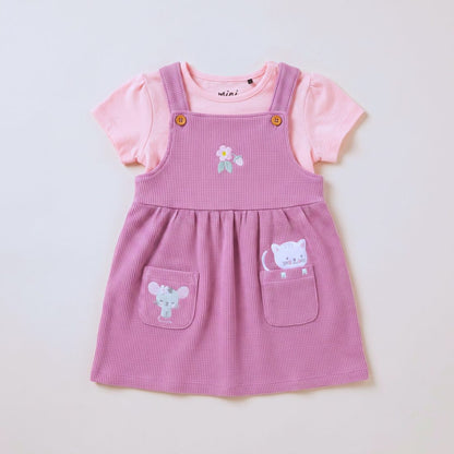 MiniKlub - Girls - Dresses & Frocks (Color: Pink | 2 Pcs Set)