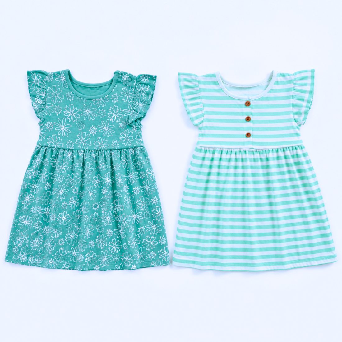 MiniKlub - Girls - Dresses & Frocks (Color: Green | 2 Pcs Set)