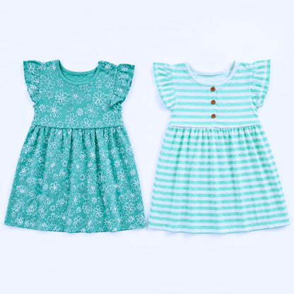 MiniKlub - Girls - Dresses & Frocks (Color: Green | 2 Pcs Set)