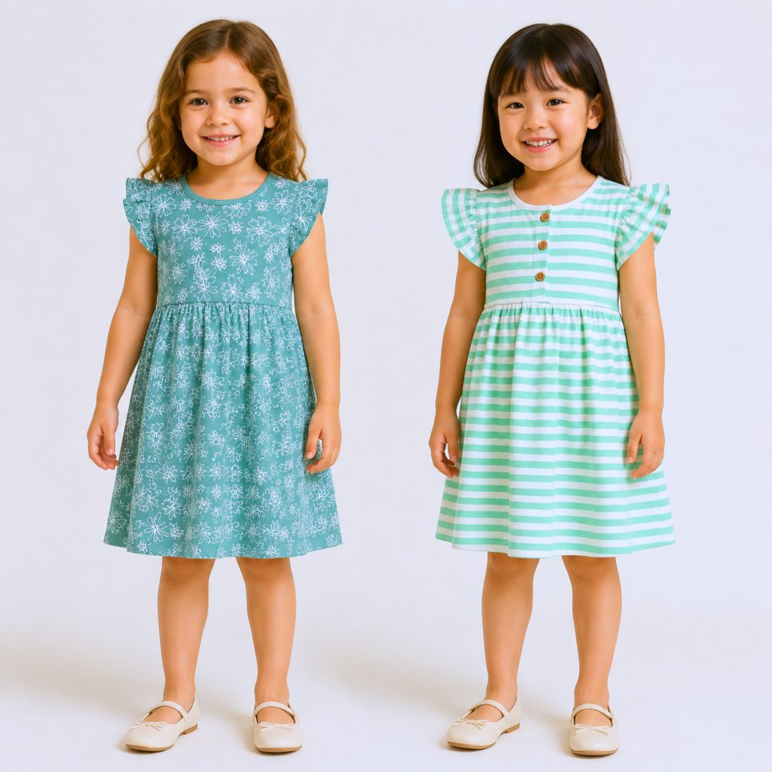 MiniKlub - Girls - Dresses & Frocks (Color: Green | 2 Pcs Set)