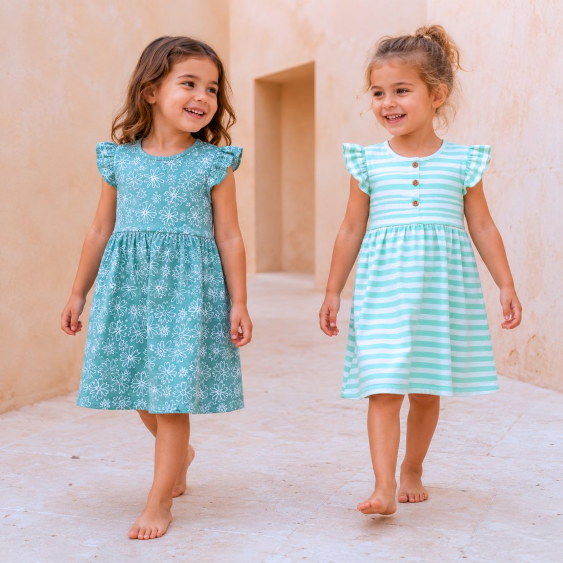 MiniKlub - Girls - Dresses & Frocks (Color: Green | 2 Pcs Set)
