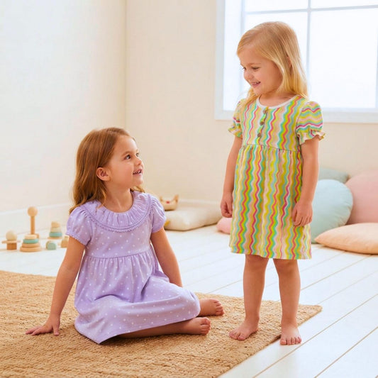 MiniKlub - Girls - Dresses & Frocks (Color: Purple | 2 Pcs Set)