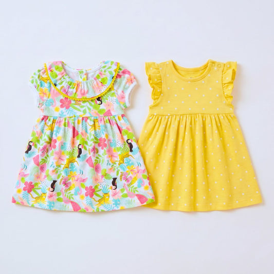 MiniKlub - Girls - Dresses & Frocks (Color: Yellow | 2 Pcs Set)