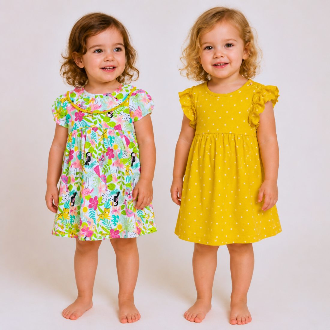 MiniKlub - Girls - Dresses & Frocks (Color: Yellow | 2 Pcs Set)
